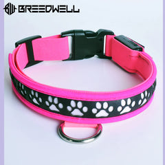 BREEDWELL-POUNDTOWN Puppy LED Collar Leather - Neon Pink