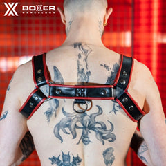 BOXER - De Luxe Shoulder Leather Harness Ring/Hook - Red