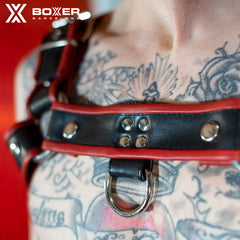 BOXER - De Luxe Shoulder Leather Harness Ring/Hook - Red