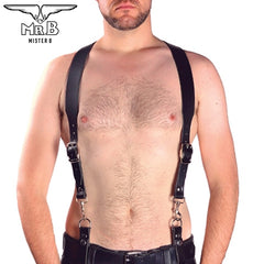 Mister B Leather Combi Harness Braces Basic Black