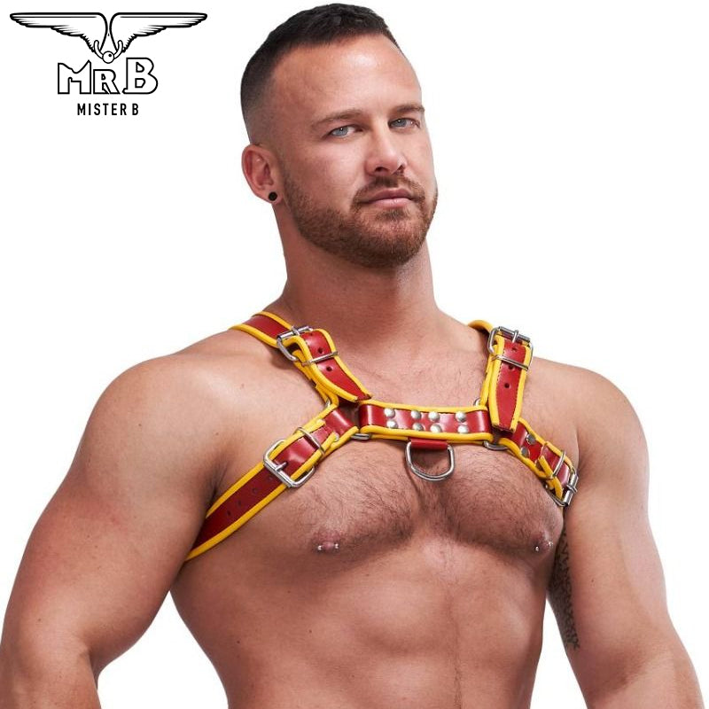 Mister B Leather Circuit Harness - Red Yellow