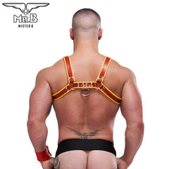 Mister B Leather Circuit Harness - Red Yellow