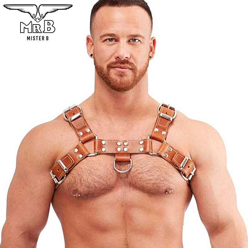 Mister B Leather Chest Harness Saddle Leather Brown