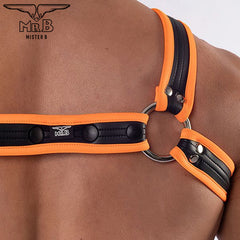 Mister B Neoprene Harness with Cock-Strap Black Orange