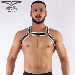 Mister B Neoprene X Back Harness Black-White