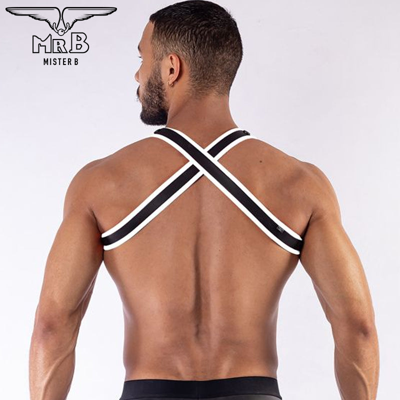 Mister B Neoprene X Back Harness Black-White