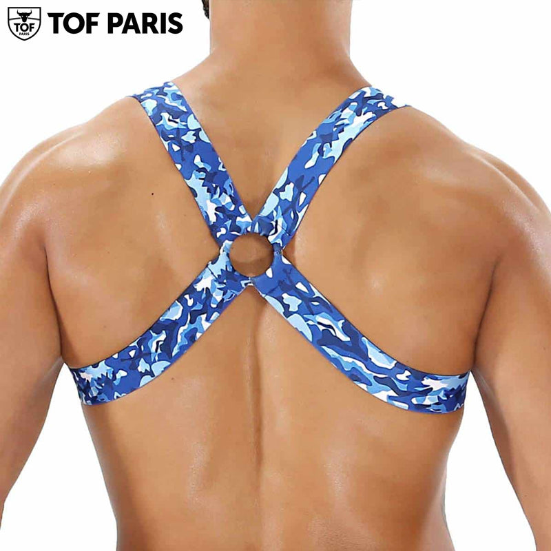 TOF Paris - Fetish Elastic Harness - Blue Camouflage