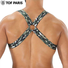 TOF Paris - Fetish Elastic Harness - Khaki Camouflage