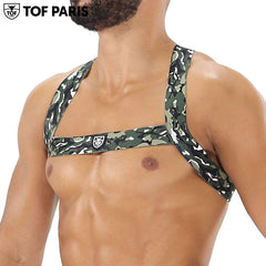 TOF Paris - Fetish Elastic Harness - Khaki Camouflage