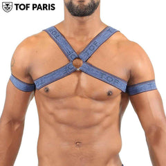 TOF Paris - H/X Fetish Elastic Harness - Blue Jeans