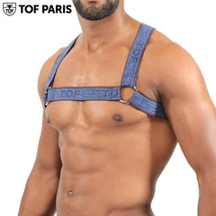 TOF Paris - H/X Fetish Elastic Harness - Blue Jeans