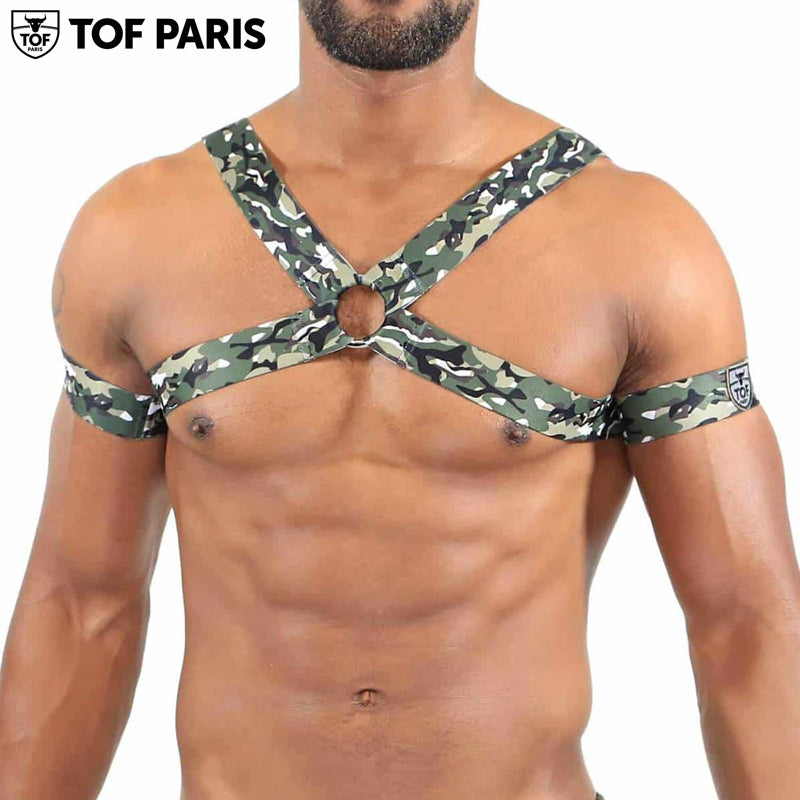 TOF Paris - H/X Fetish Elastic Harness - Khaki Camouflage