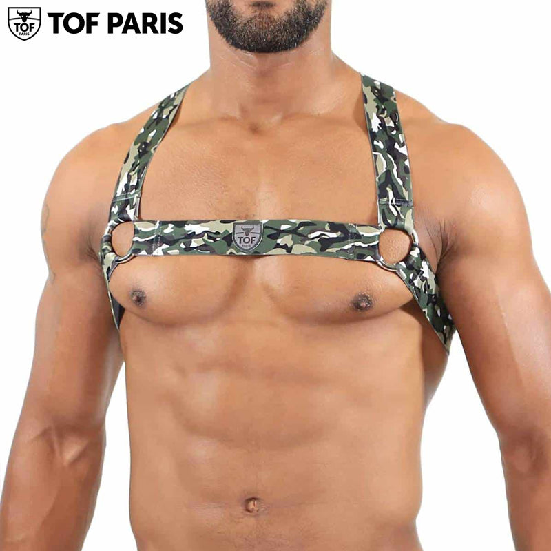 TOF Paris - H/X Fetish Elastic Harness - Khaki Camouflage