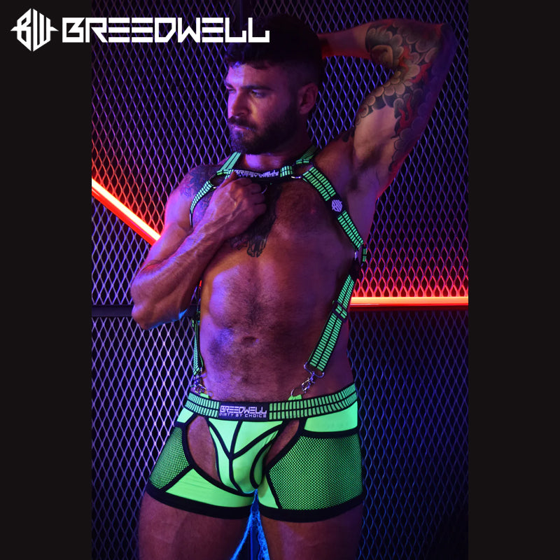 BREEDWELL - HYBRED BODY Harness With Removable Center Strap - Neon Green