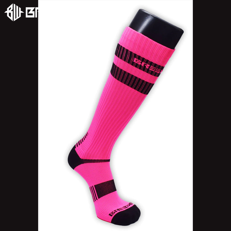 BREEDWELL - LOGO STRIPE Socks - Neon Pink