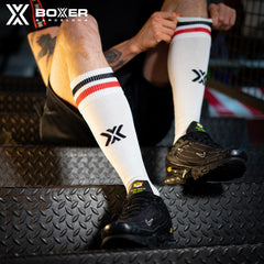 BOXER - Football Socks FUCK - White/Red/Black