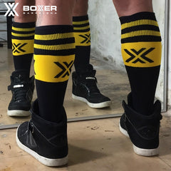 BOXER - Deluxe Boxer Football Socks - Black/Yellow