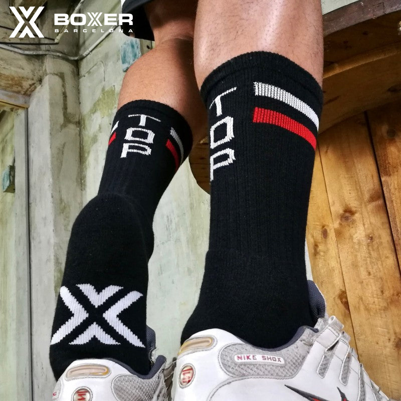 BOXER - Skater Socks TOP - Black/White/Red