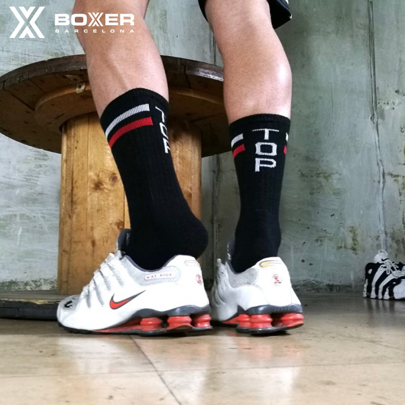 BOXER - Skater Socks TOP - Black/White/Red