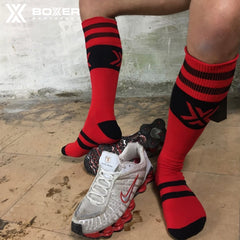 BOXER - Deluxe Boxer Football Socks - Red/Black