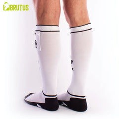 BRUTUS GAS MASK Party Socks w. Pockets White / Black