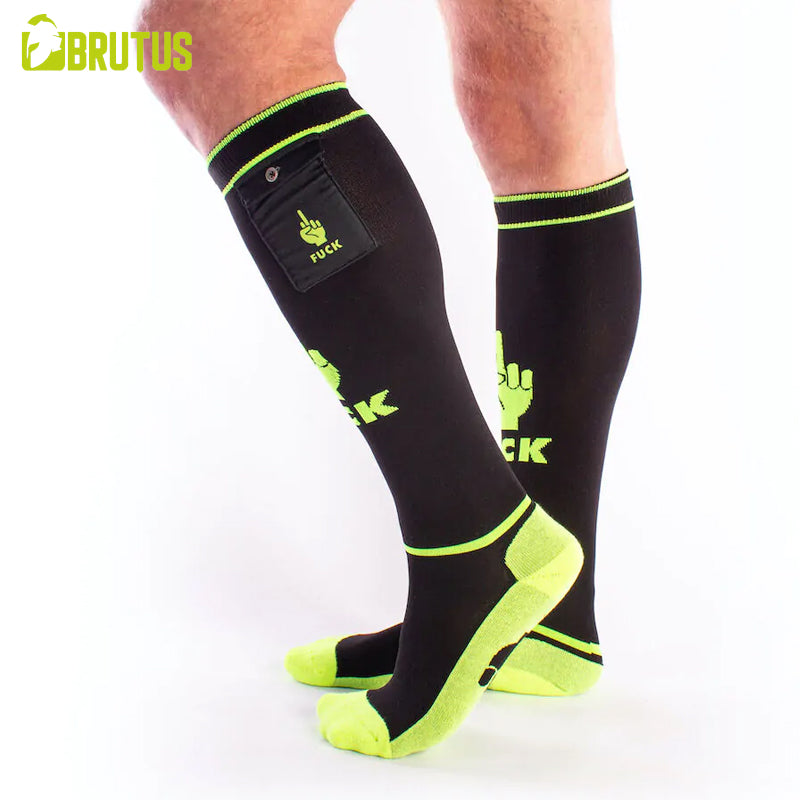 BRUTUS - FXXX Party Socks w. Pockets Black / Neon Yellow