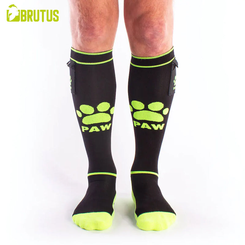 BRUTUS - PUPPY Party Socks w. Pockets Black / Neon Yellow