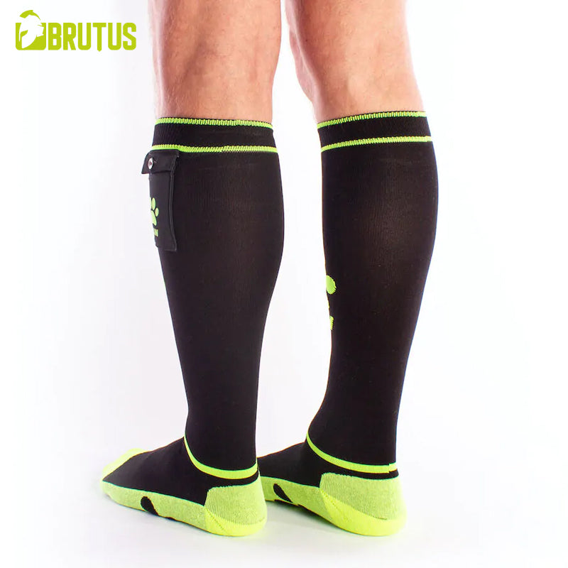 BRUTUS - PUPPY Party Socks w. Pockets Black / Neon Yellow