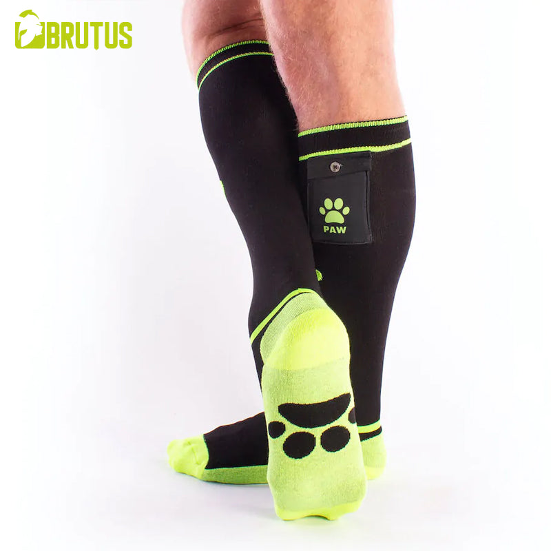 BRUTUS - PUPPY Party Socks w. Pockets Black / Neon Yellow