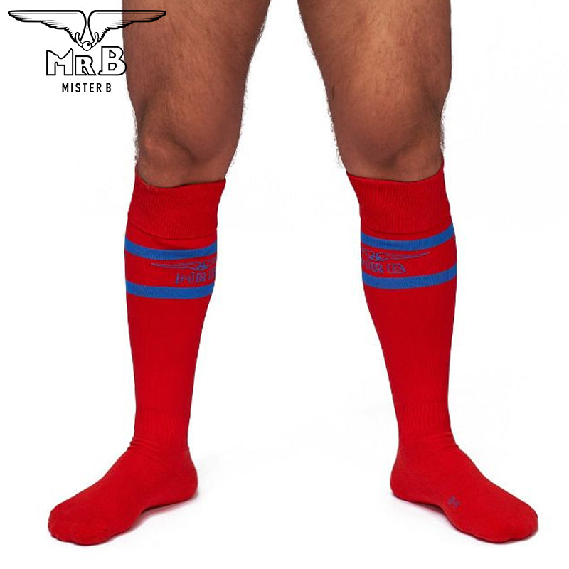 Mister B - URBAN Football Socks with Pocket Red Blue