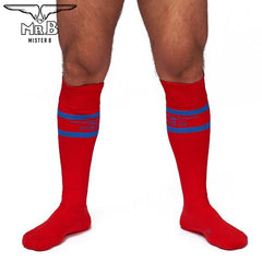 Mister B - URBAN Football Socks with Pocket Red Blue