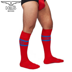 Mister B - URBAN Football Socks with Pocket Red Blue