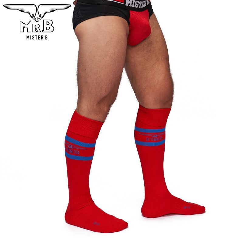 Mister B - URBAN Football Socks with Pocket Red Blue