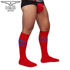 Mister B - URBAN Football Socks with Pocket Red Blue