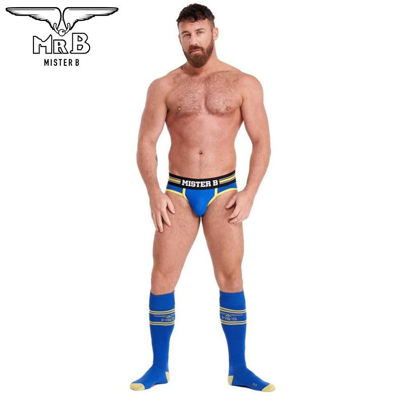 Mister B - URBAN Football Socks with Pocket Blue Yellow