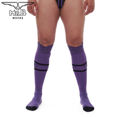 Mister B - URBAN Football Socks with Pocket Purple Black