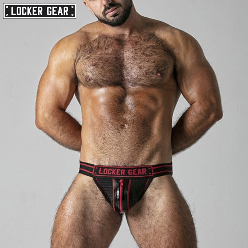 LOCKER GEAR - MASSIVE RUDE Zipper Mesh Jockstrap - Red