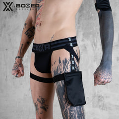 BOXER -Suspender Jock Pocket Jockstrap - Black