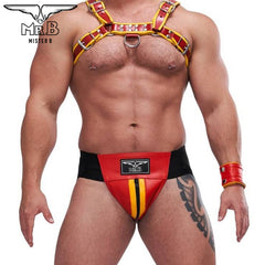 Mister B - Leather Circuit Jockstrap - Red Yellow