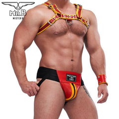 Mister B - Leather Circuit Jockstrap - Red Yellow