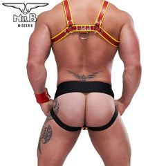 Mister B - Leather Circuit Jockstrap - Red Yellow