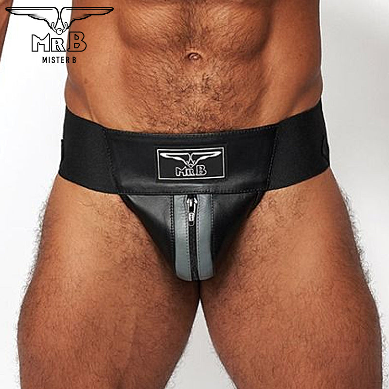 Mister B - Leather Premium Jockstrap - Black Grey