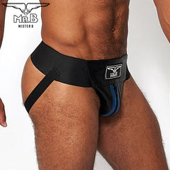 Mister B - Leather Premium Jockstrap - Black Blue