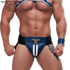 Mister B - Leather Circuit Jockstrap - Blue White