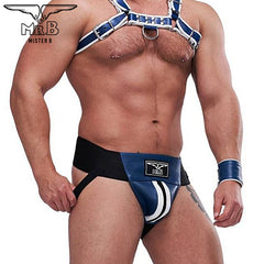 Mister B - Leather Circuit Jockstrap - Blue White