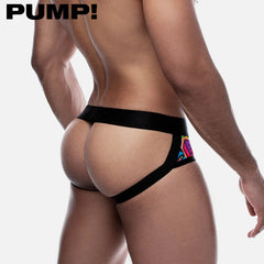 PUMP! - DRIP Full Front Jock - Black/Printed