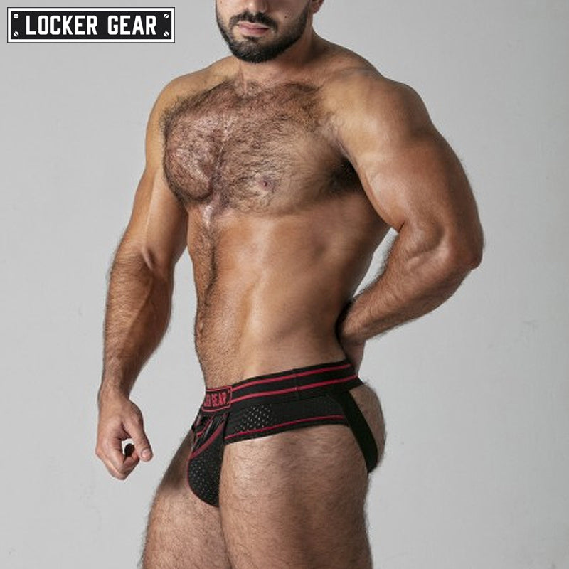 LOCKER GEAR - WATCH IT HARD Mesh Jock Brief - Red