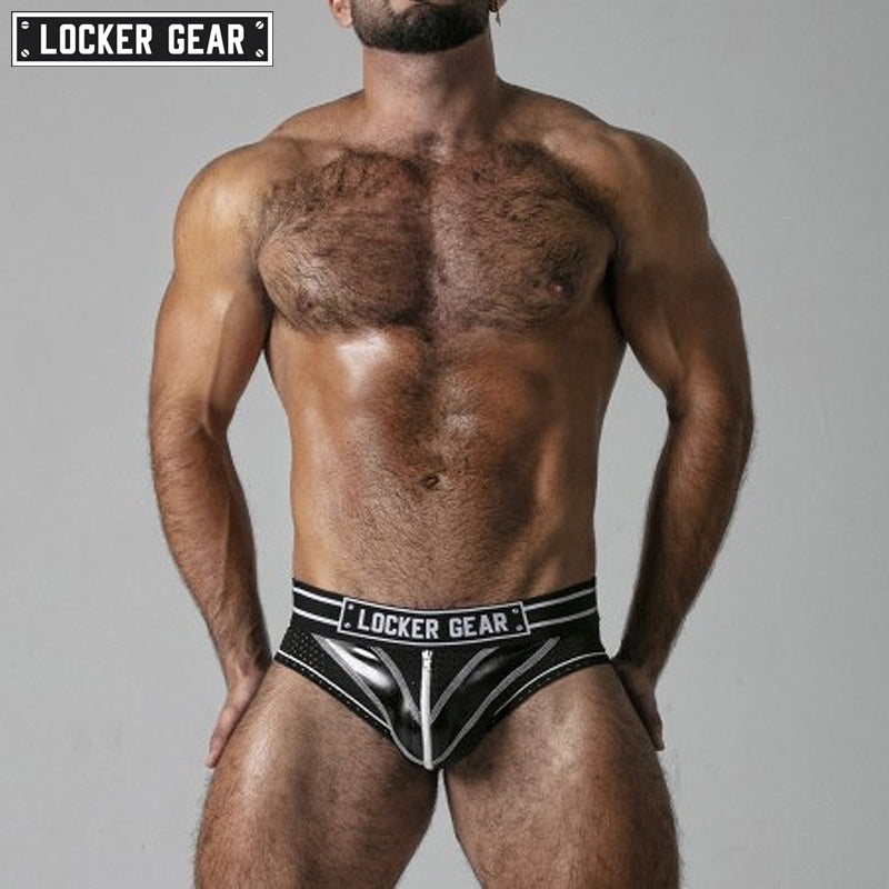 LOCKER GEAR - MASSIVE RUDE Zipper Mesh Jock Brief - White