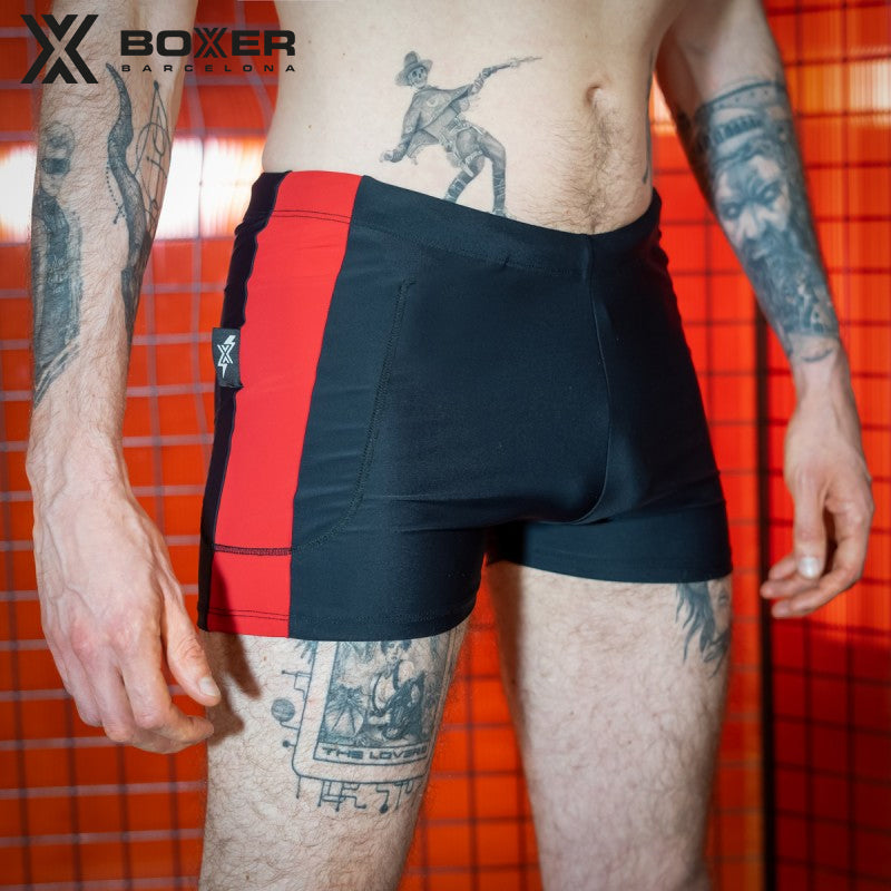 BOXER - X-Boyz Gym Shark Short - Black/White/Red