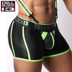 CELLBLOCK 13 - High Bar Neoprene Zipper Trunk with Detachable Pouch & Cock Ring - Green